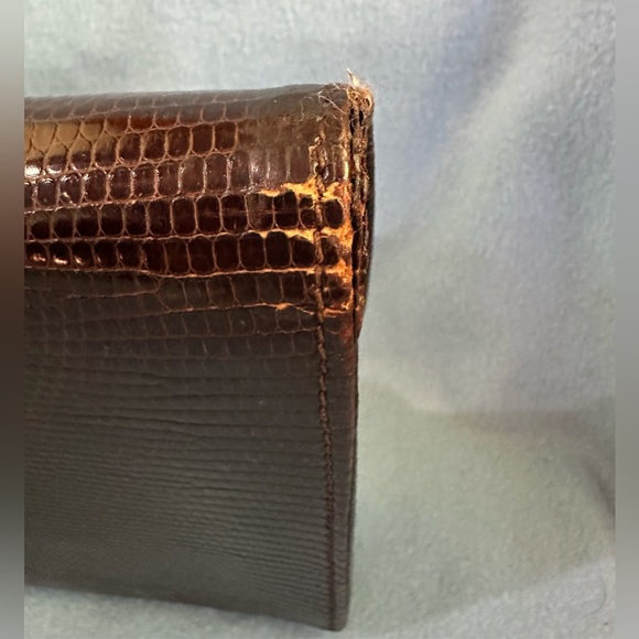 Rare Vintage Gucci Lizard Clutch in Dark Brown - Picture 13 of 13